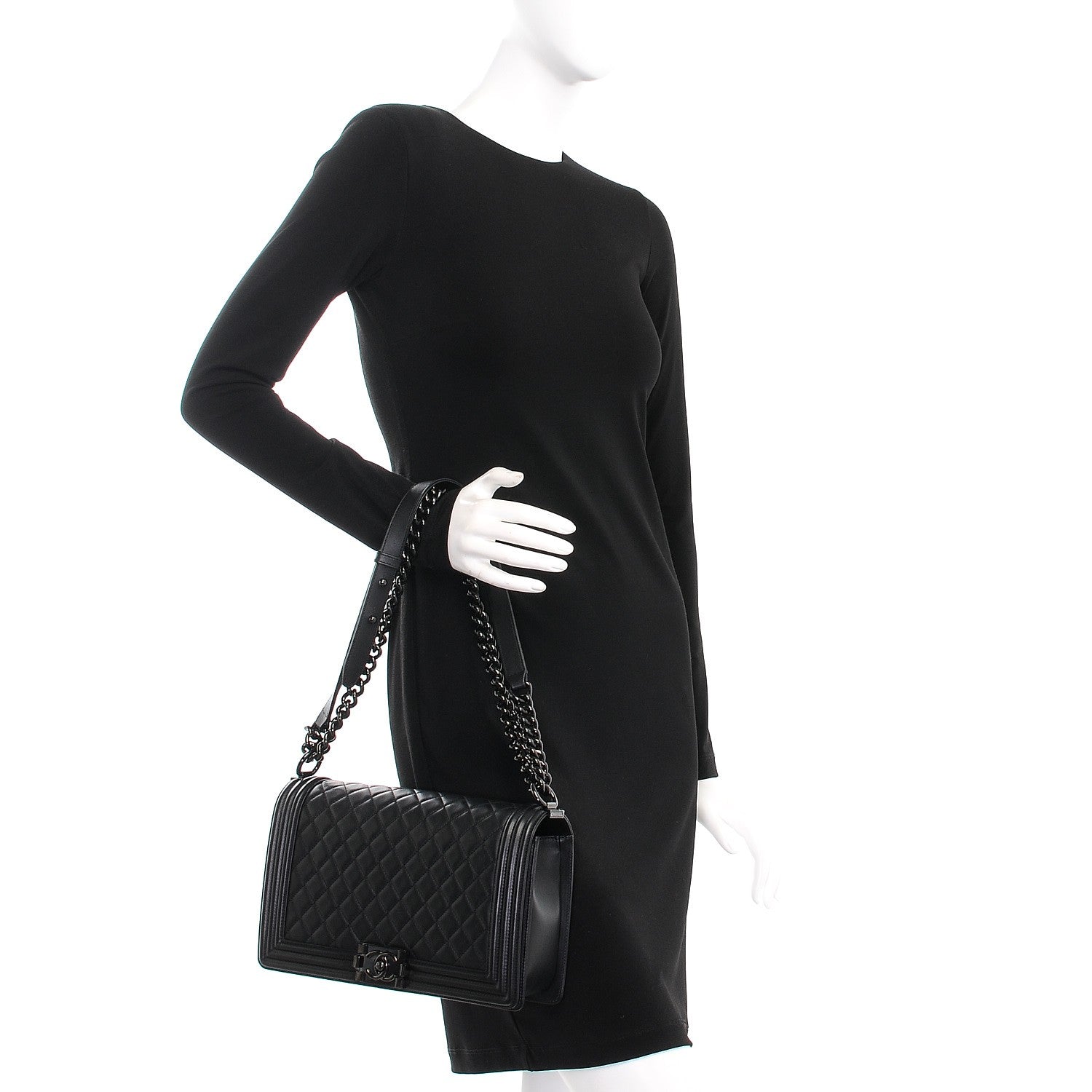 Chanel Calfskin Quilted New Medium Boy Flap So Black 3 of 9