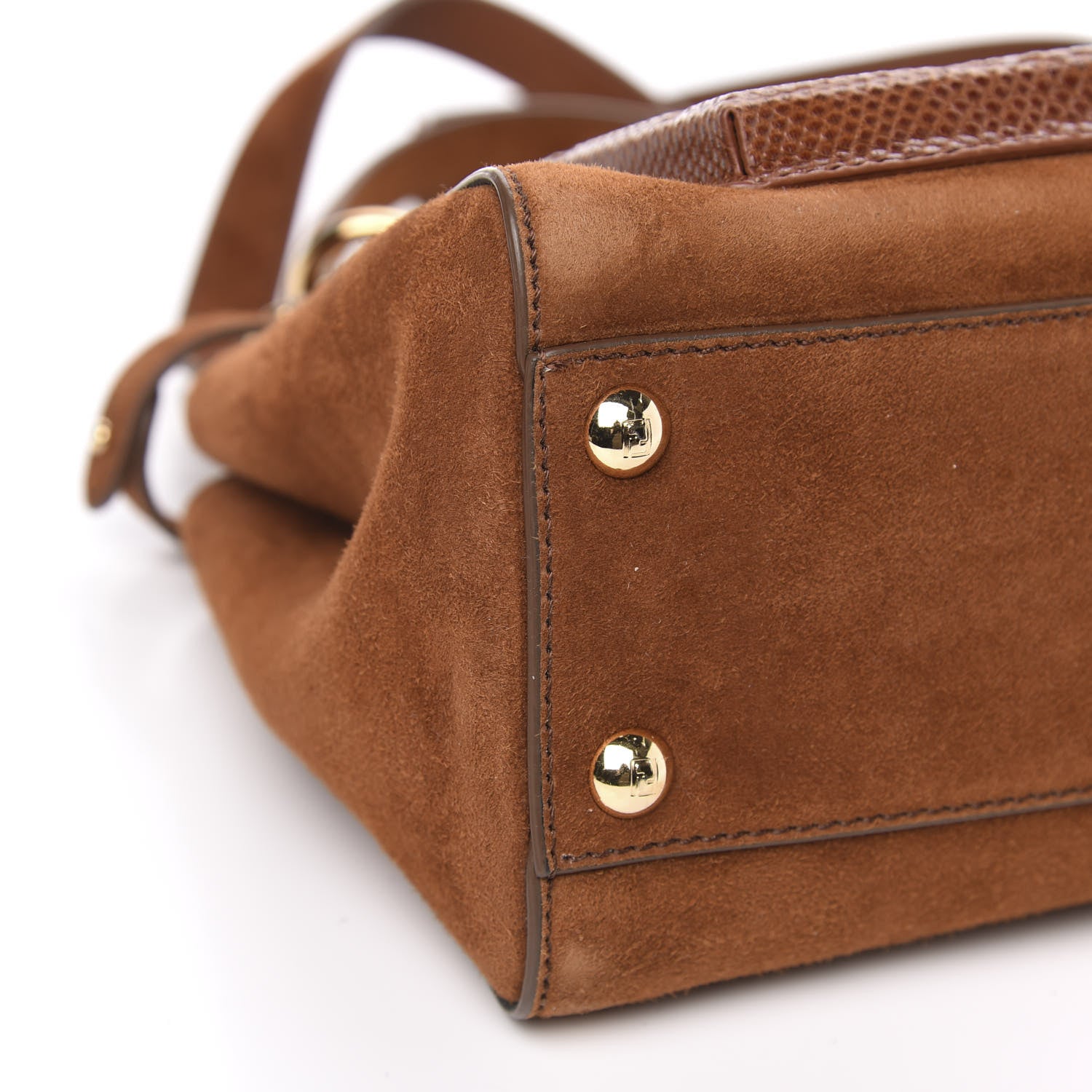 Fendi Chamois Karung Shiny Nappa Mini Pocket Peekaboo Iconic Satchel Cuoio Caramello 8 of 9