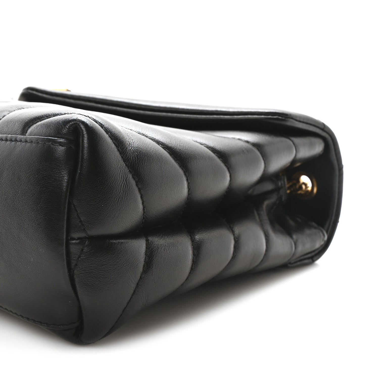 Calfskin Y Quilted Monogram Small Loulou Chain Satchel Black