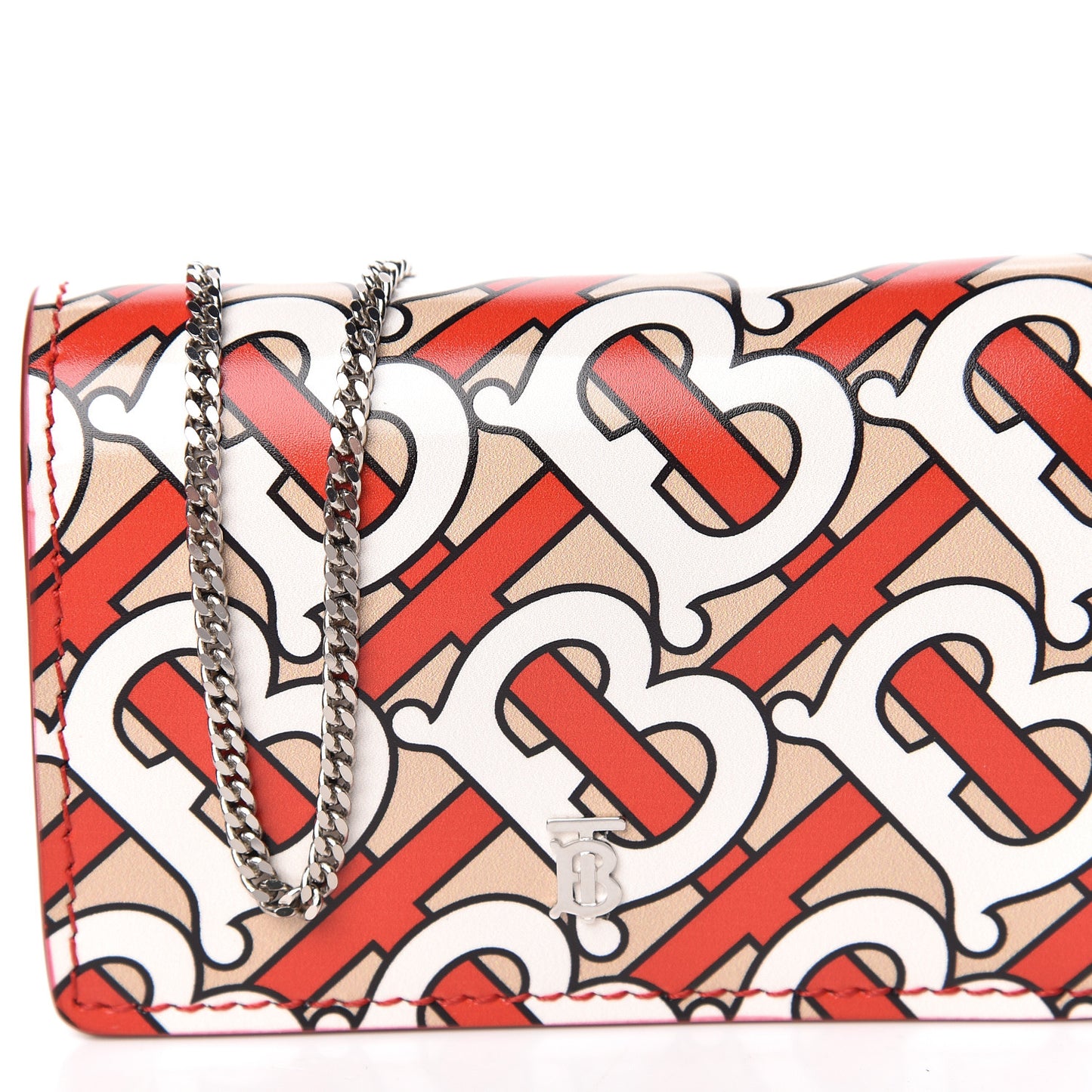 Calfskin Monogram Jessie Chain Card Case Vermillion