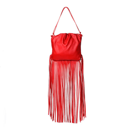 Bottega Veneta Nappa The Fringe Pouch Shoulder Bag Red 1 of 12