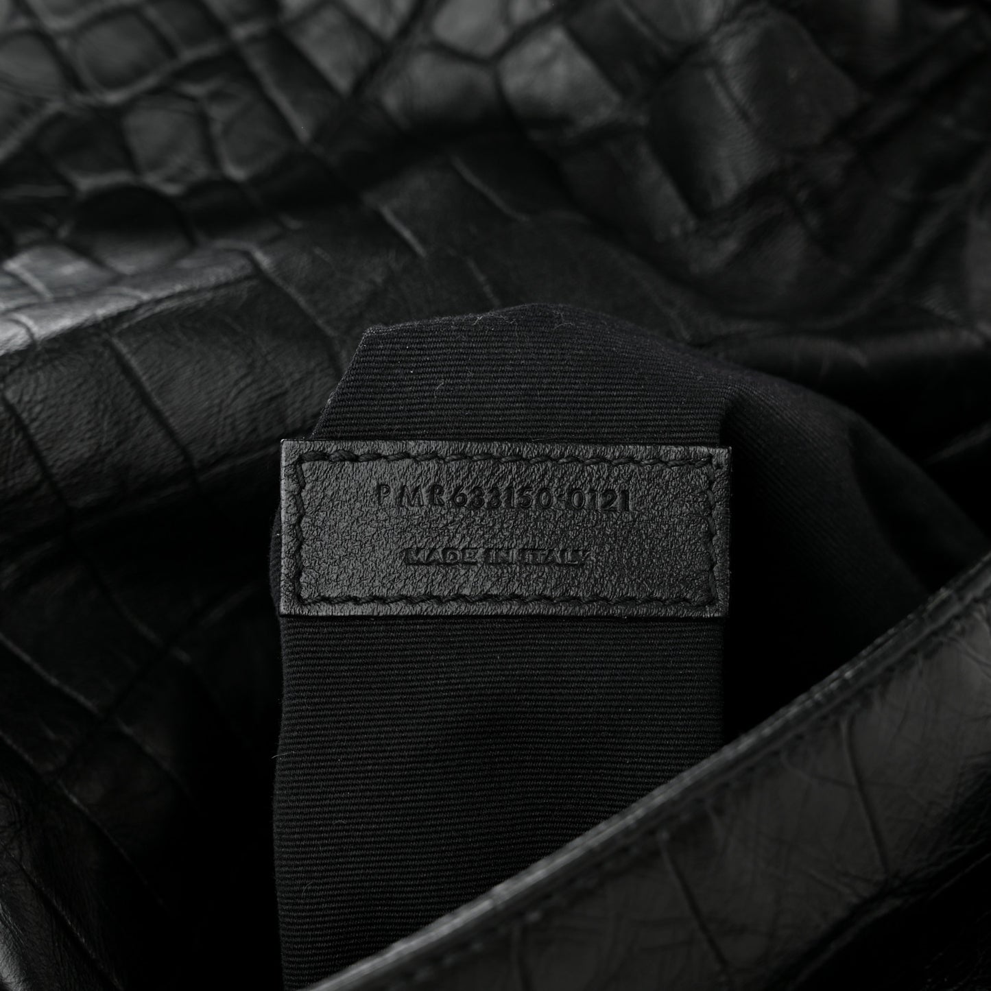 Crocodile Embossed Lambskin Monogram Medium Niki Chain Satchel Black