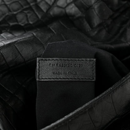 Saint Laurent Crocodile Embossed Lambskin Monogram Medium Niki Chain Satchel Black 7 of 11