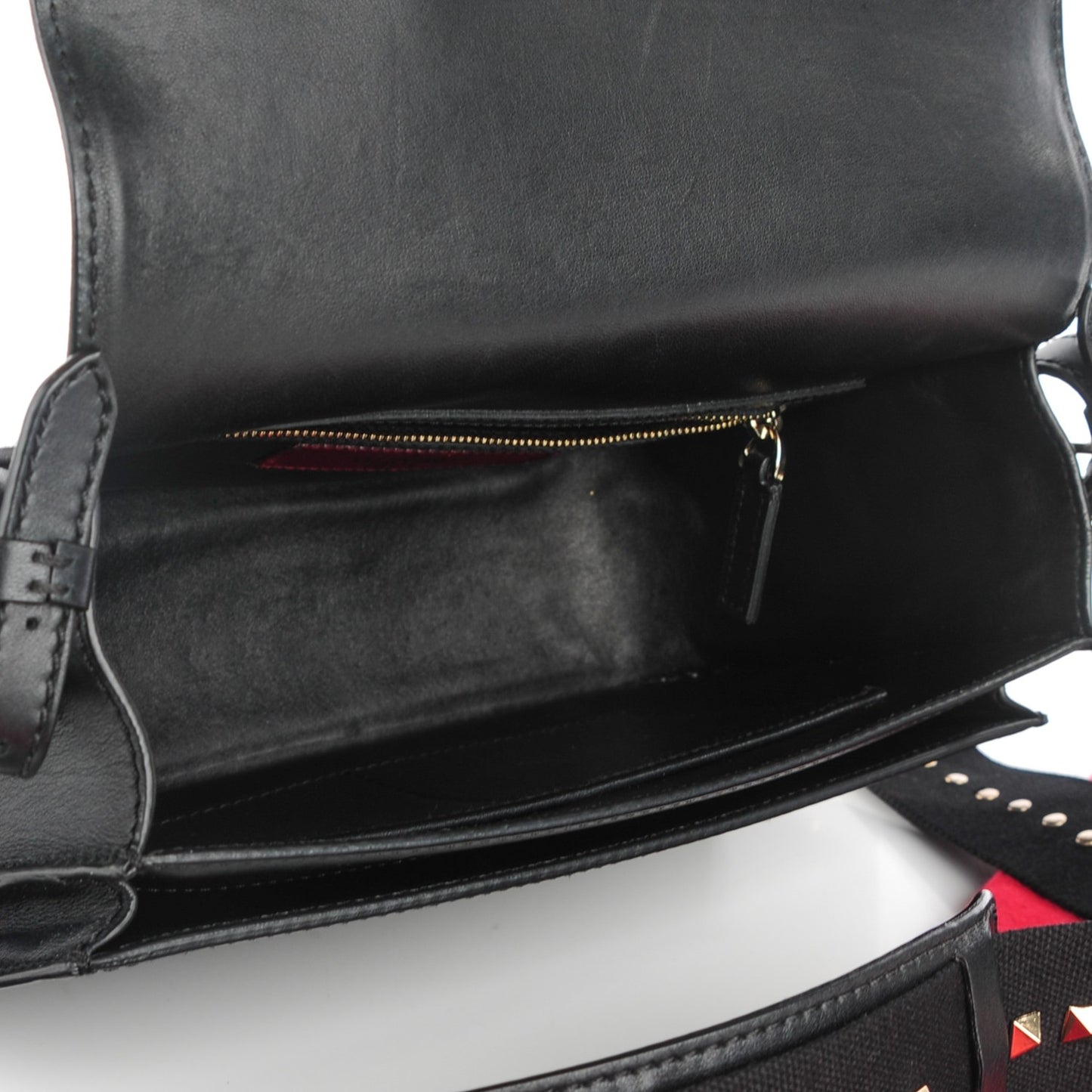 Calfskin Rockstud Band Crossbody Bag Black
