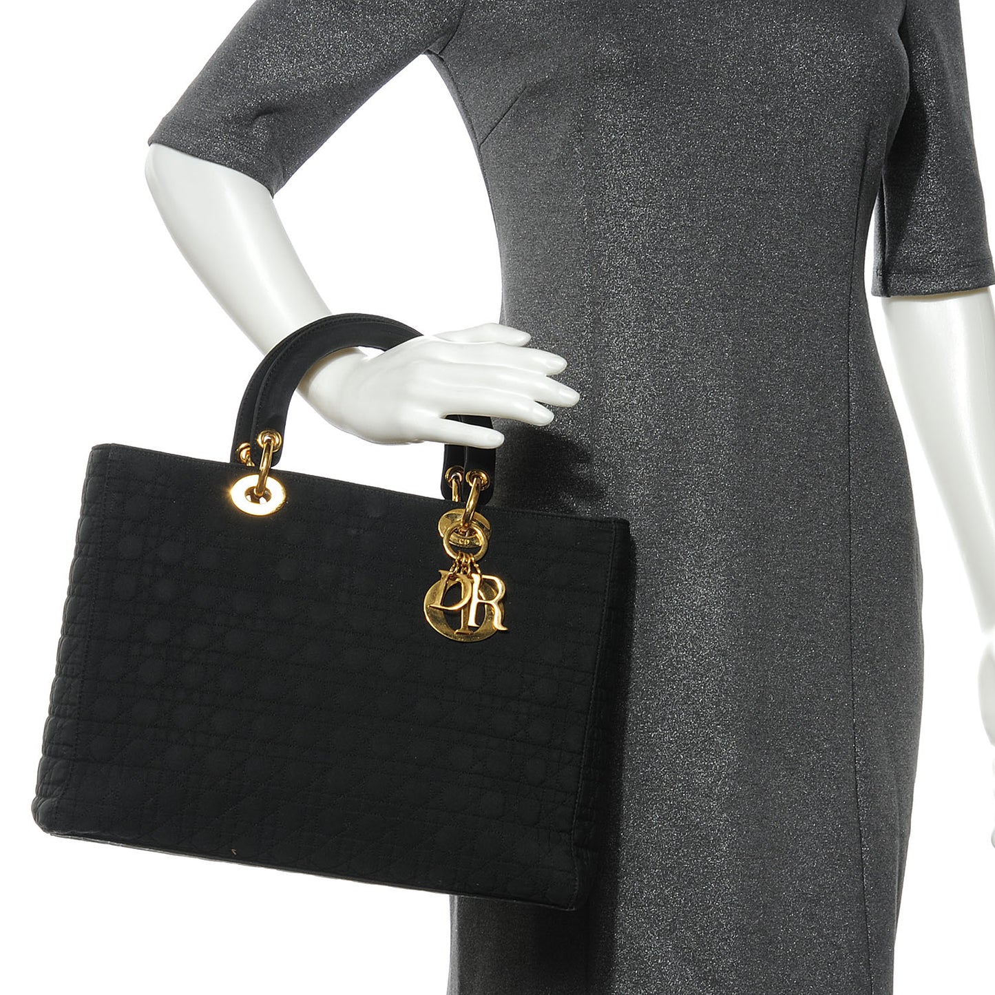 Nylon Cannage Large Lady Dior Black