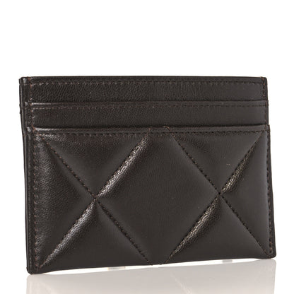 Chanel Lambskin Quilted Chanel 19 Card Holder Dark Brown 3 of 11