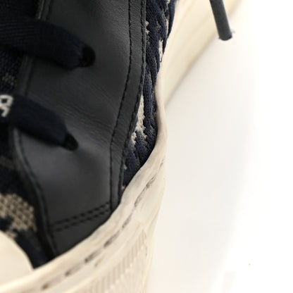 Christian Dior Technical Knit Calfskin Oblique Womens Walk'n Dior High Top Sneakers 37 Deep Blue 11 of 14