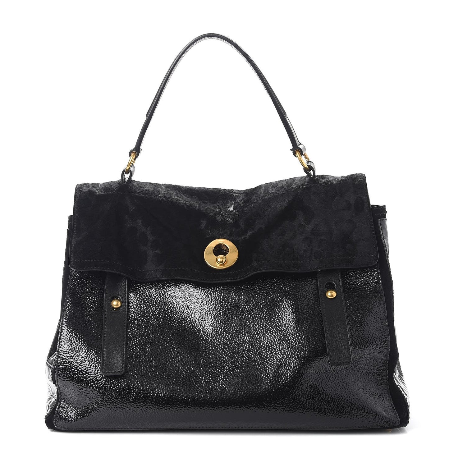Pony Hair Patent Large Muse Two Black