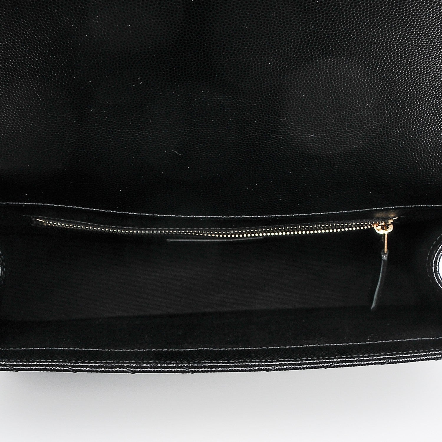 Saint Laurent Grain De Poudre Matelasse Chevron Large Monogram Satchel Black 5 of 6