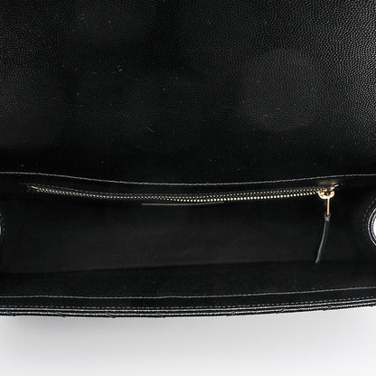 Saint Laurent Grain De Poudre Matelasse Chevron Large Monogram Satchel Black 5 of 6