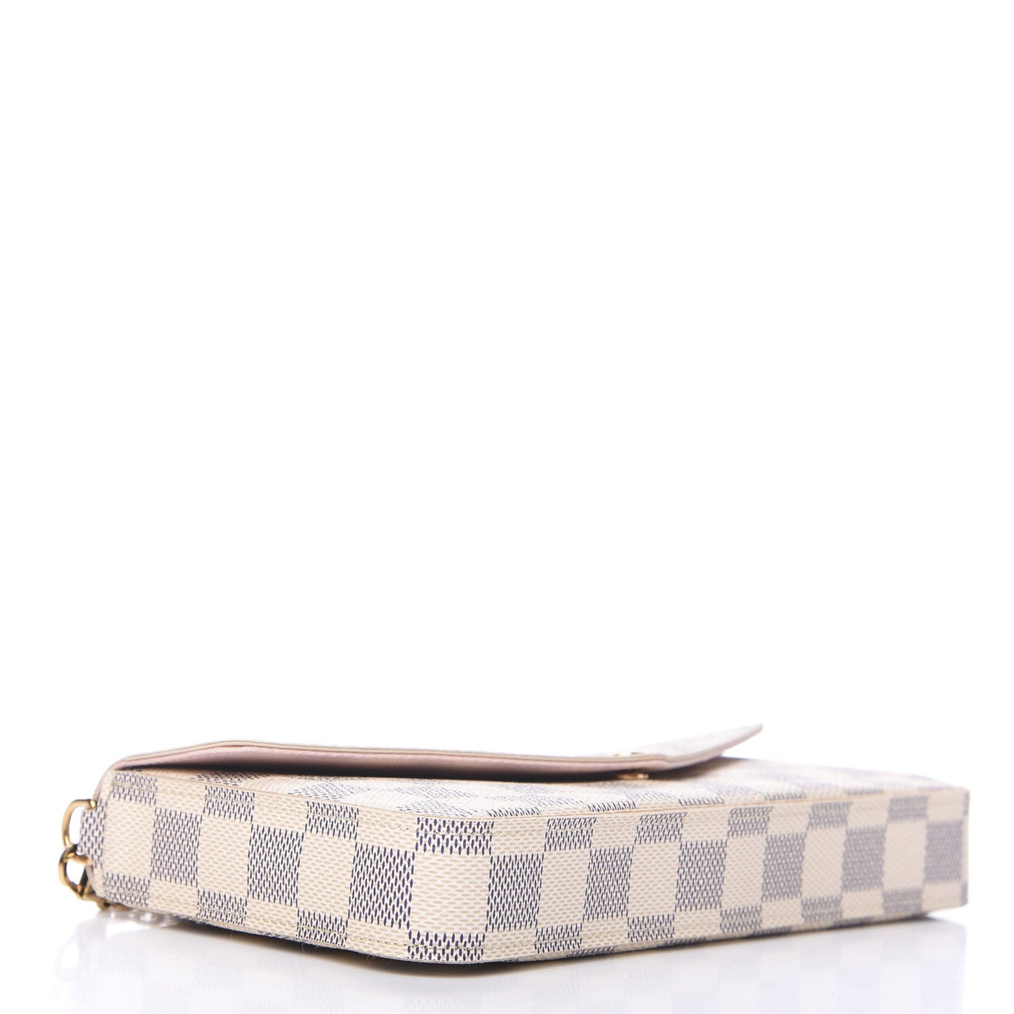Damier Azur Pochette Felicie Chain Wallet Rose Ballerine