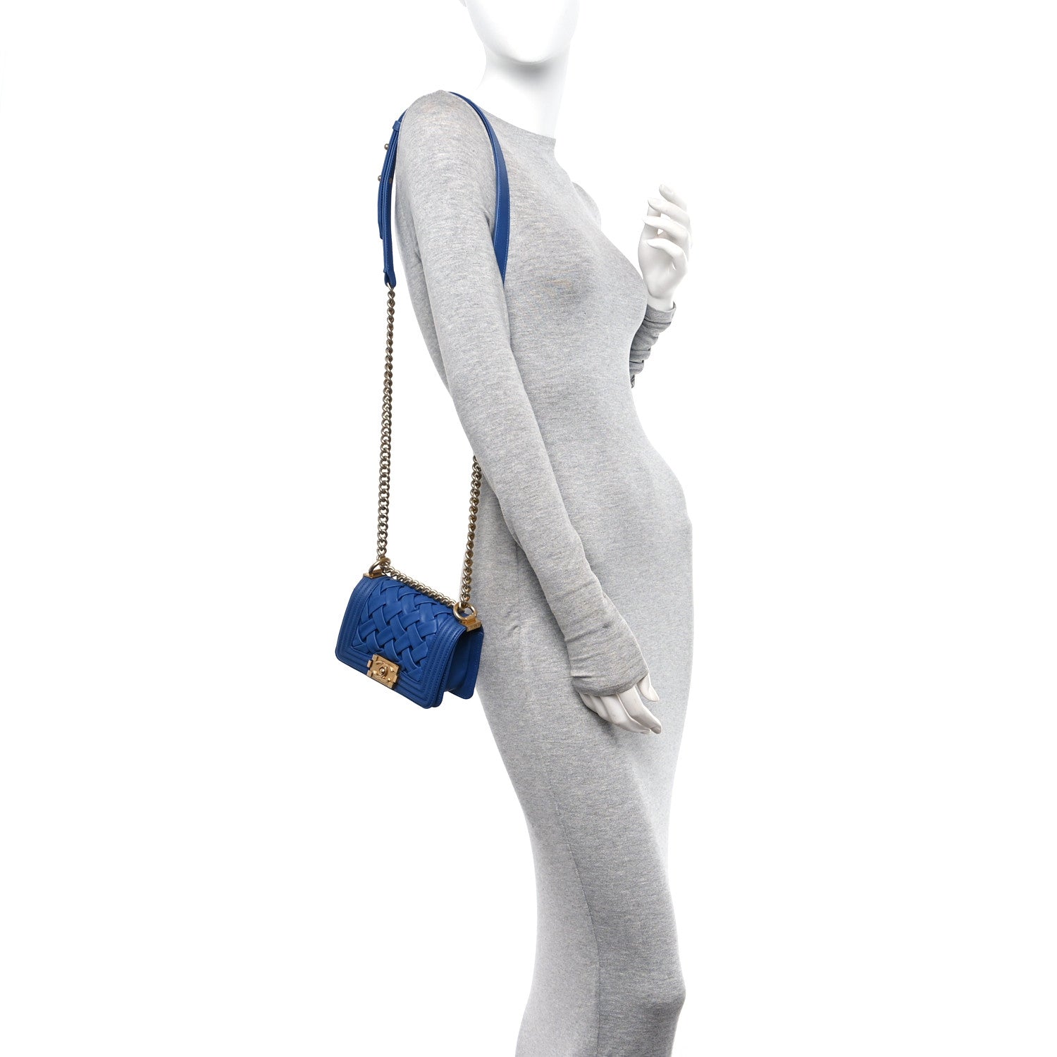 Chanel Lambskin Woven Mini Chateau Boy Flap Blue 2 of 10
