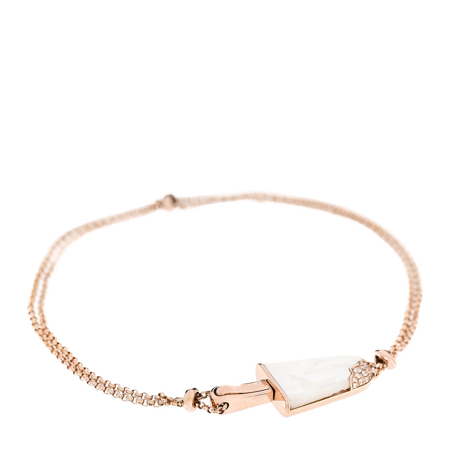 Bulgari 18K Rose Gold Mother of Pearl Diamond Gelati Bracelet ML 1 of 4