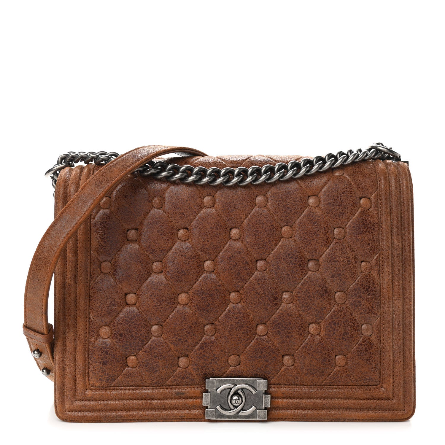 Chanel Nubuck Chesterfield Quilted Large Celtic Boy Flap Brown 1 of 11