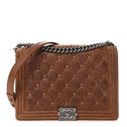 Chanel Nubuck Chesterfield Quilted Large Celtic Boy Flap Brown 1 of 11