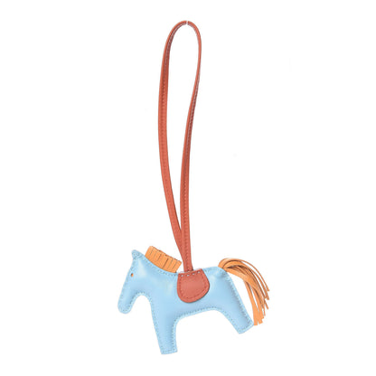 Hermes Milo Lambskin Grigri Rodeo Horse Bag Charm PM Celeste Naturel Bouton D'Or Cornaline 2 of 10