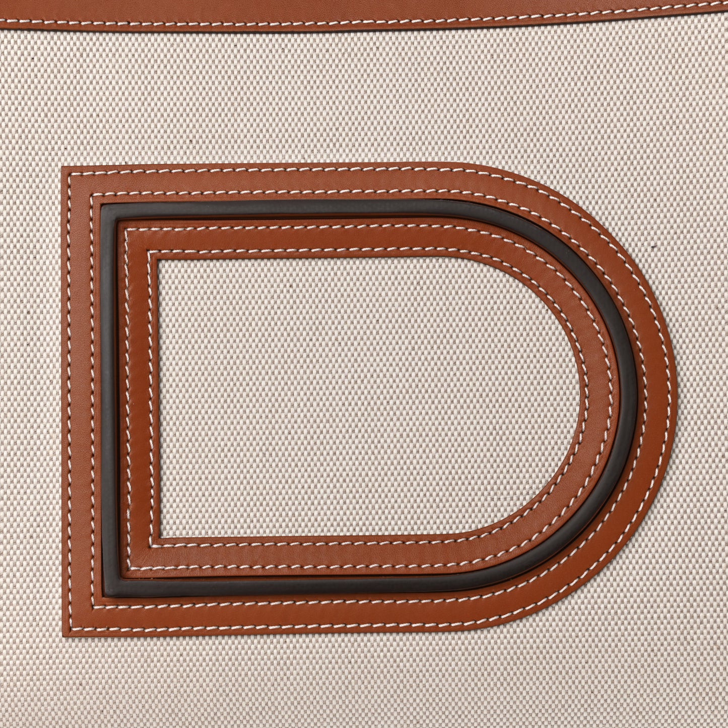 Canvas Calfsim Frame Tote PM Natural Brandy