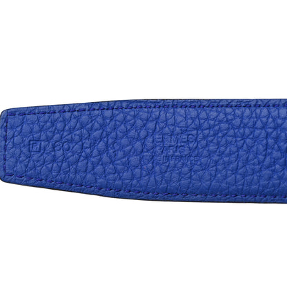 Hermes Box Togo 32mm Au Carre H Belt 80 32 Black Bleu Electrique 3 of 6