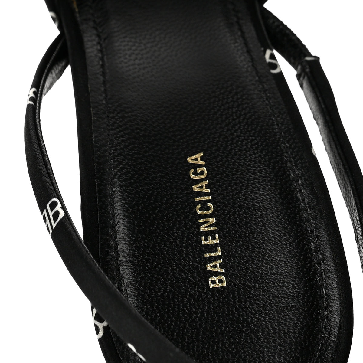 Satin BB Logo Pointed Toe Knife Slingback Mules 38 Black White
