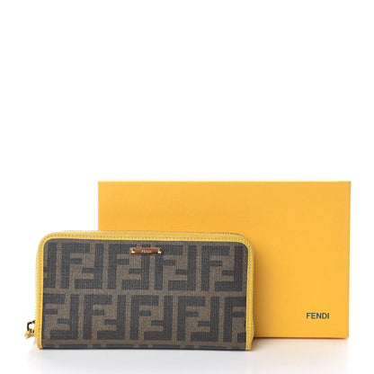 Fendi Zucca Spalmati Vitelllo Elite Zip Around Wallet Tobacco Yellow 11 of 11
