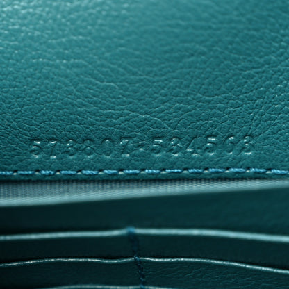 Gucci Azalea Calfskin Enamel Matelasse Diagonal Torchon GG Marmont Chain Wallet Imperial Blue Pavone 7 of 10