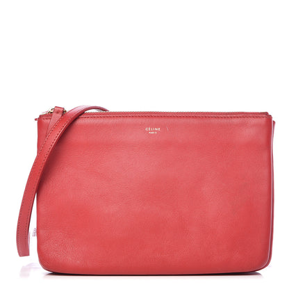 Celine Lambskin Small Trio Crossbody Bag Red 1 of 22