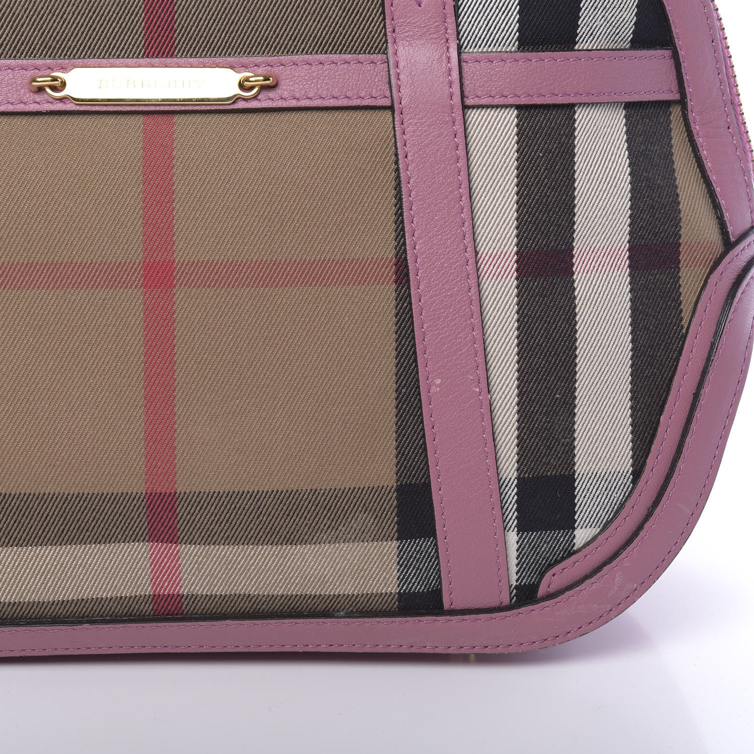 Burberry Bridle Calfskin House Check Small Orchard Bowling Bag Pink 11 of 13