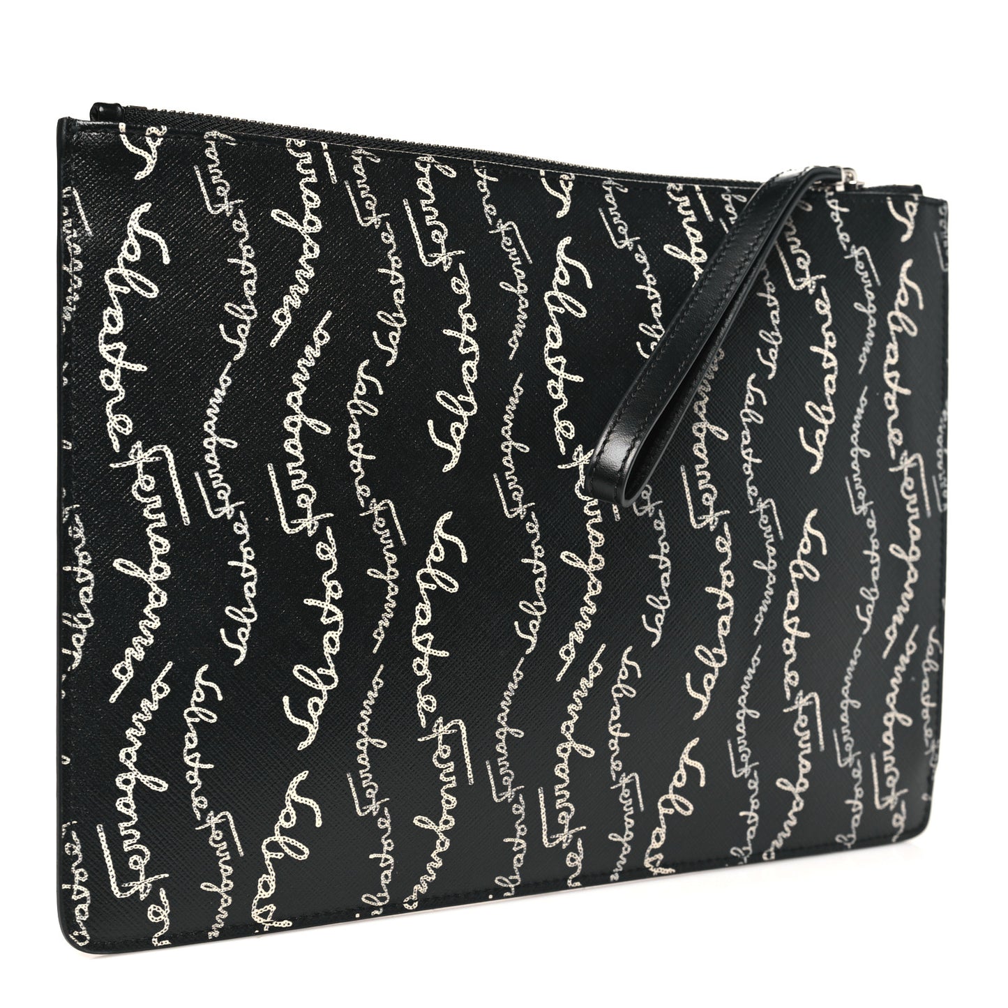 Printed Calfskin Logo Pouch Black