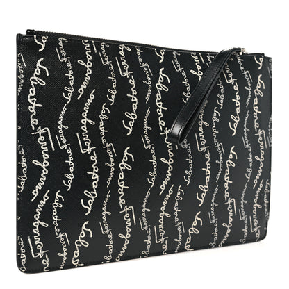 Salvatore Ferragamo Printed Calfskin Logo Pouch Black 3 of 7