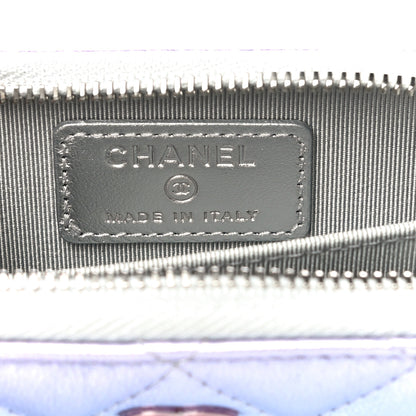 Chanel Gradient Metallic Calfskin Quilted Zip Around Coin Purse Wallet Silver Blue Yellow Purple 5 of 12