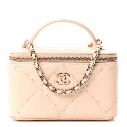 Chanel Caviar Quilted Top Handle Long Vanity Beige 1 of 11