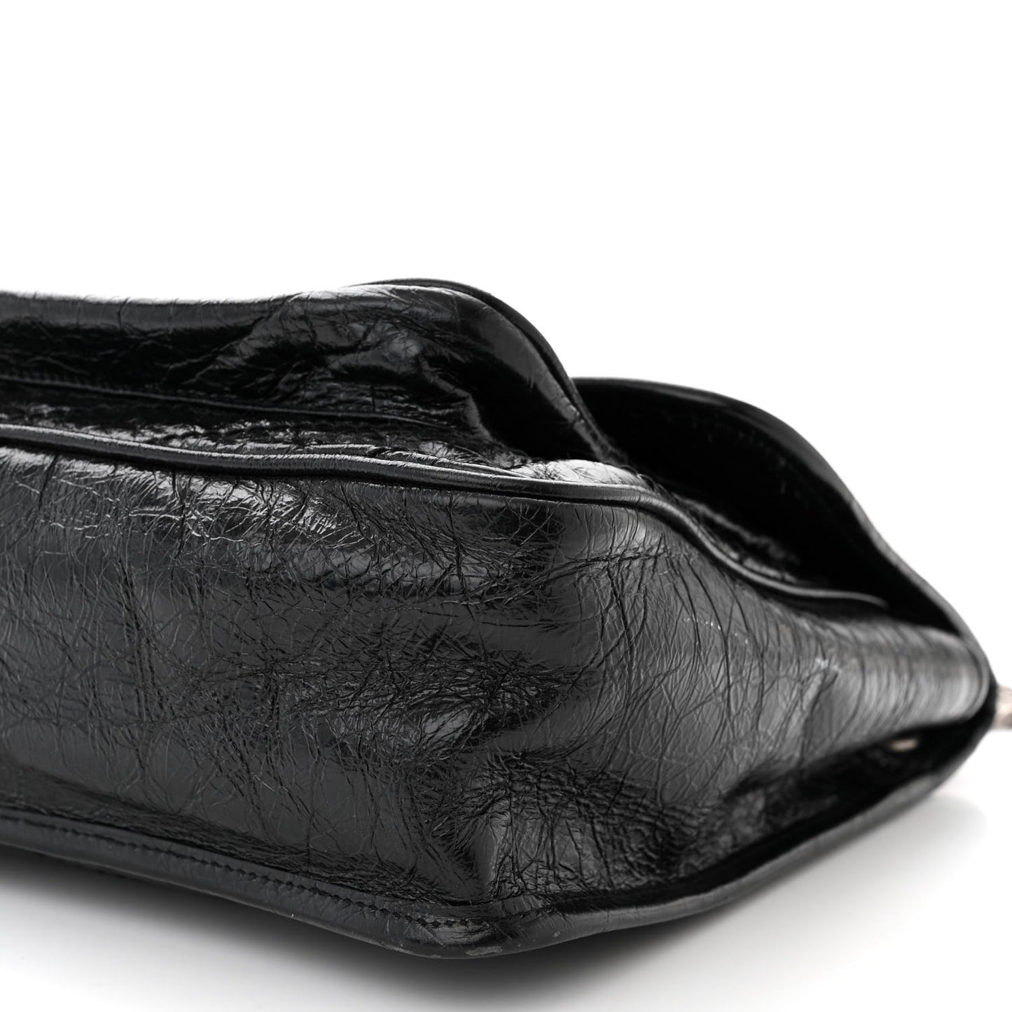 Crinkled Calfskin Matelasse Monogram Large Niki Chain Satchel Black