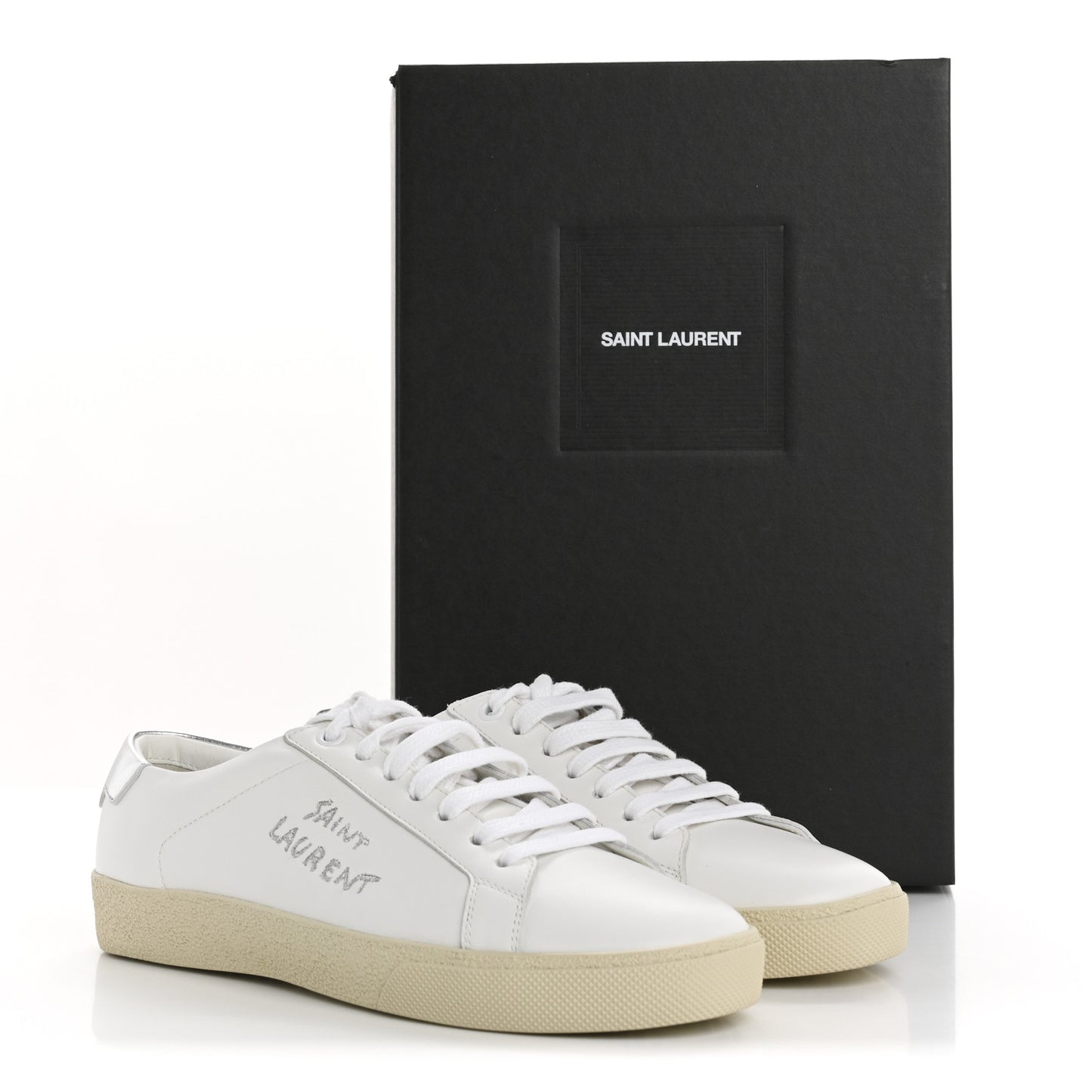 Embroidered Court Classic Sneakers 37.5 Blanc Optique Argento