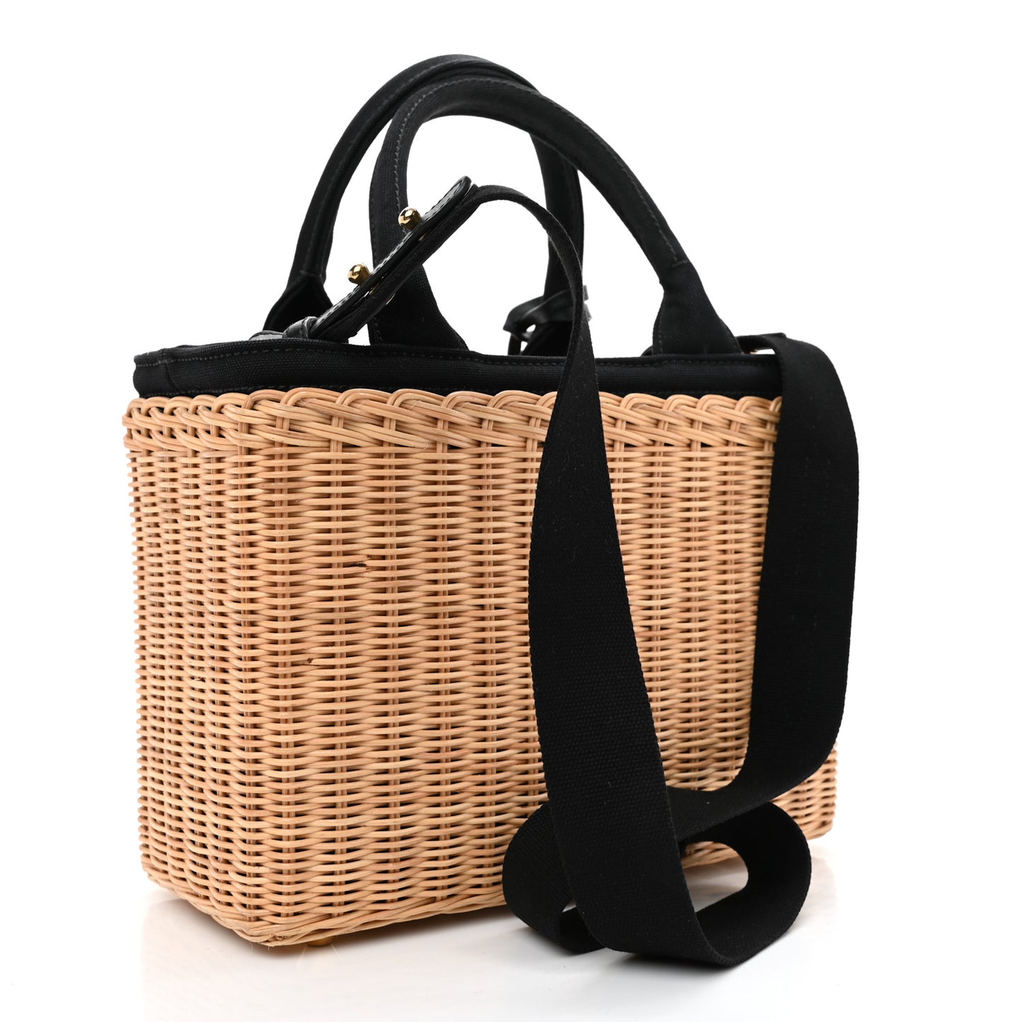 Wicker Canvas Tote Naturale Black