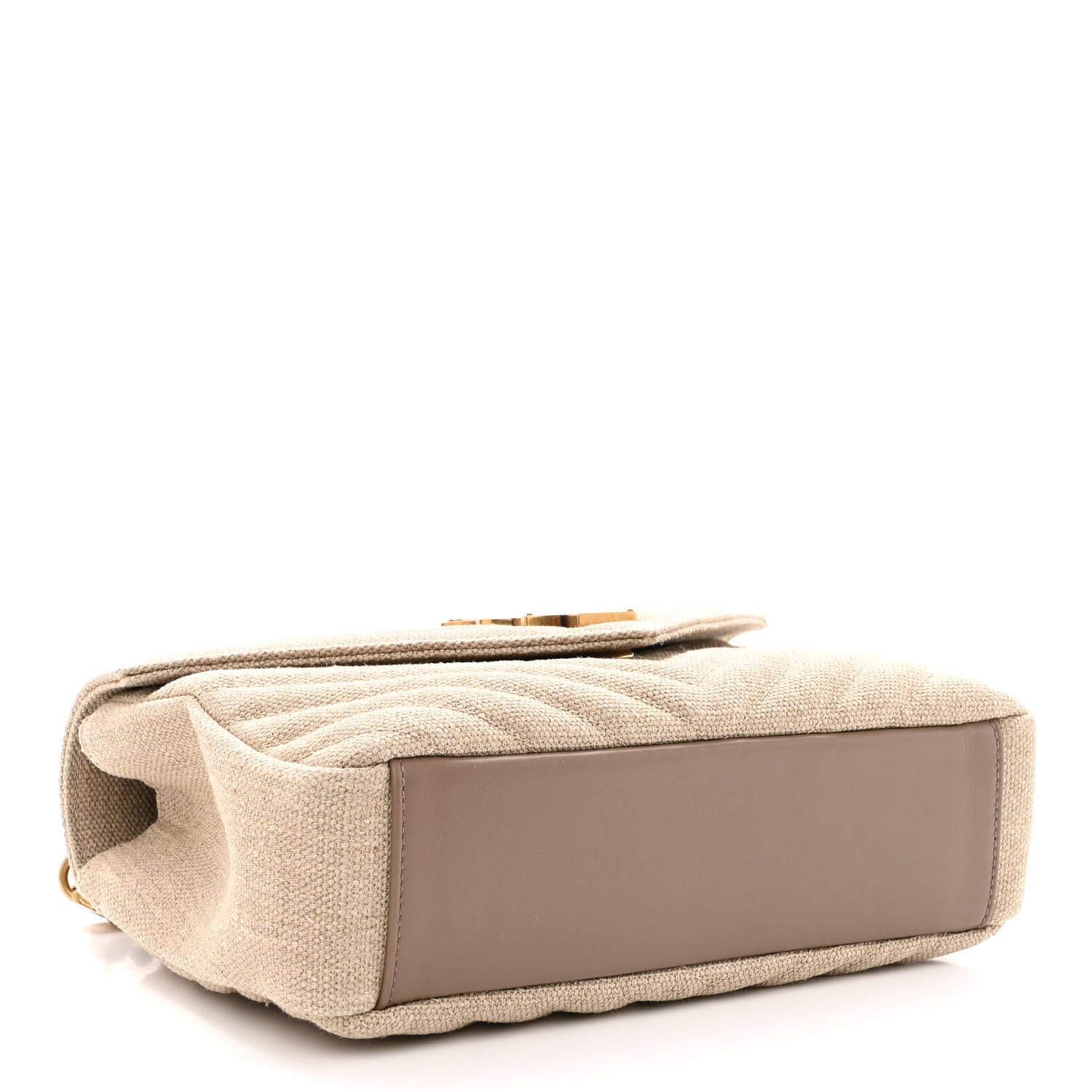 Saint Laurent Linen Quilted College Medium Chain Bag Taupe 4 of 10
