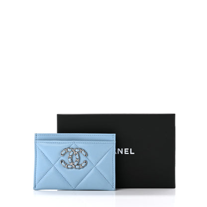 Chanel Lambskin Quilted Chanel 19 Card Holder Light Blue 11 of 11