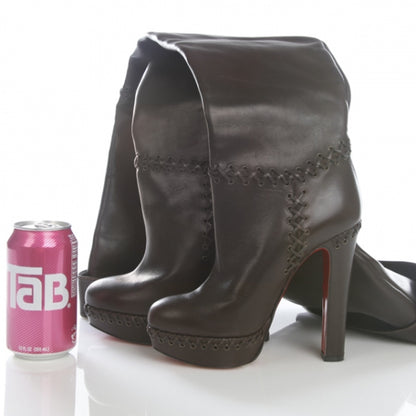 Christian Louboutin Leather Tres Contente Thigh High Boots 37 Brown 2 of 8