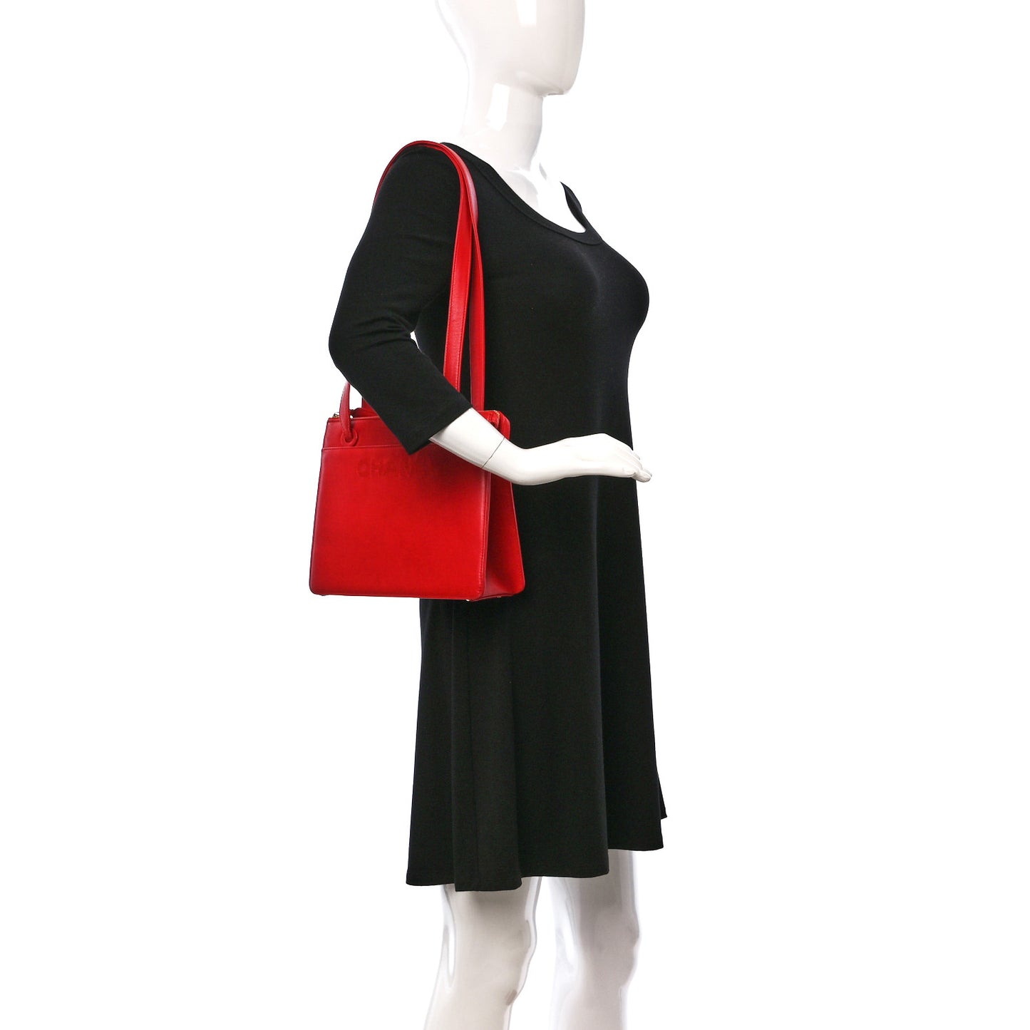 Calfskin Logo Shoulder Bag Red