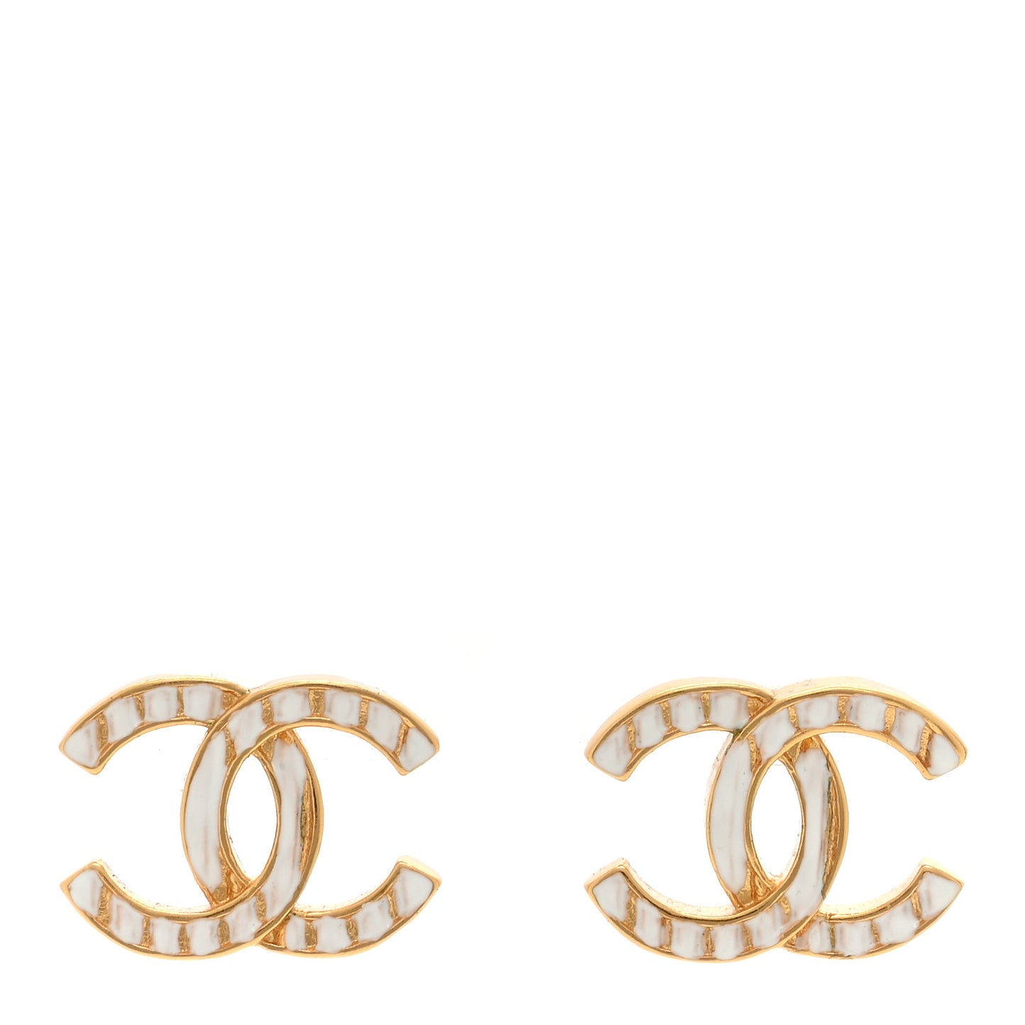 Metal CC Earrings Gold White