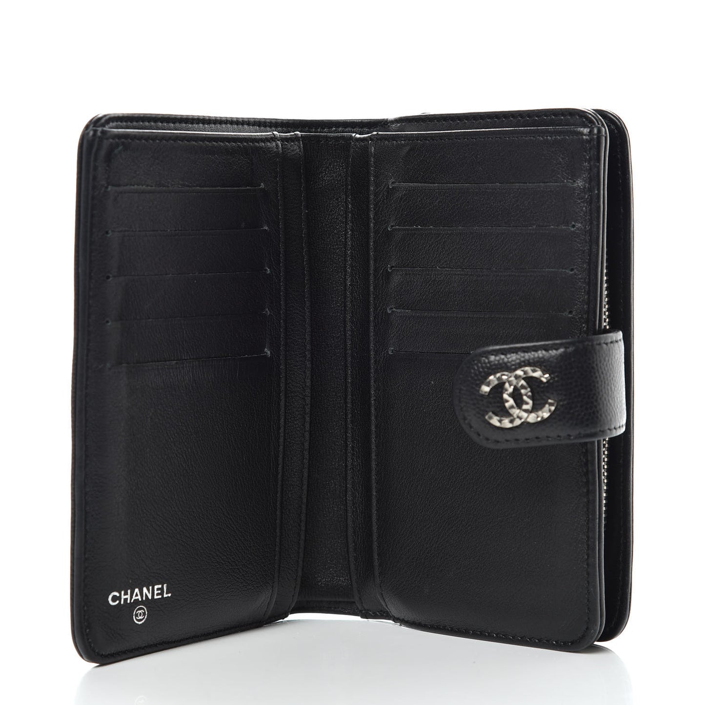 Caviar Sevruga Large Zip Pocket Wallet Black
