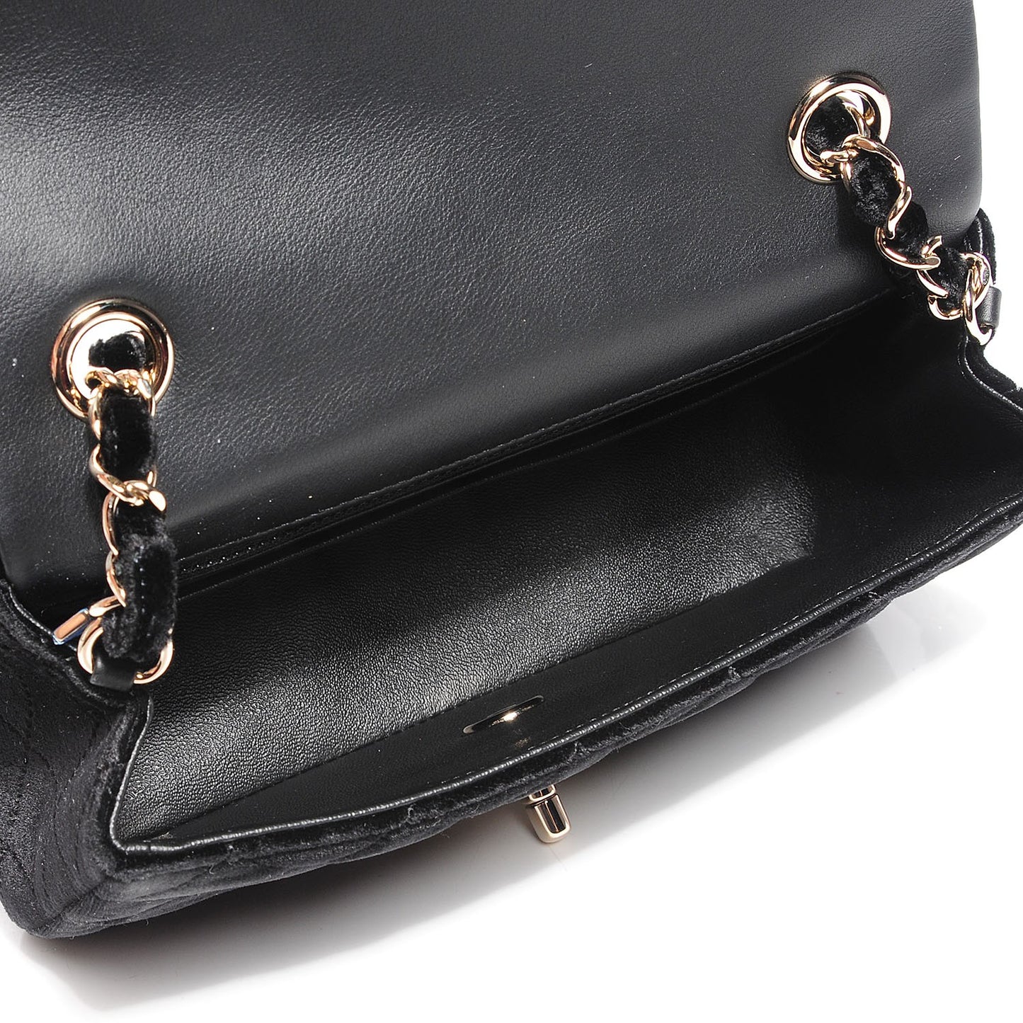 Velvet Quilted Rectangle Mini Flap Black