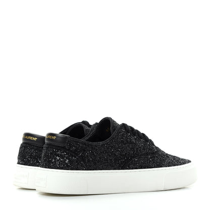 Saint Laurent Calfskin Crystal Glitter Venice Low Top Sneakers 38.5 Black 4 of 11