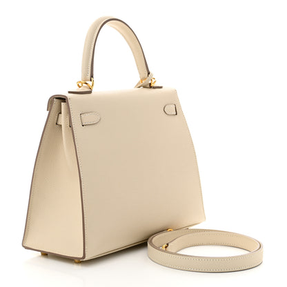 Hermes Epsom Kelly Sellier 25 Craie 3 of 12