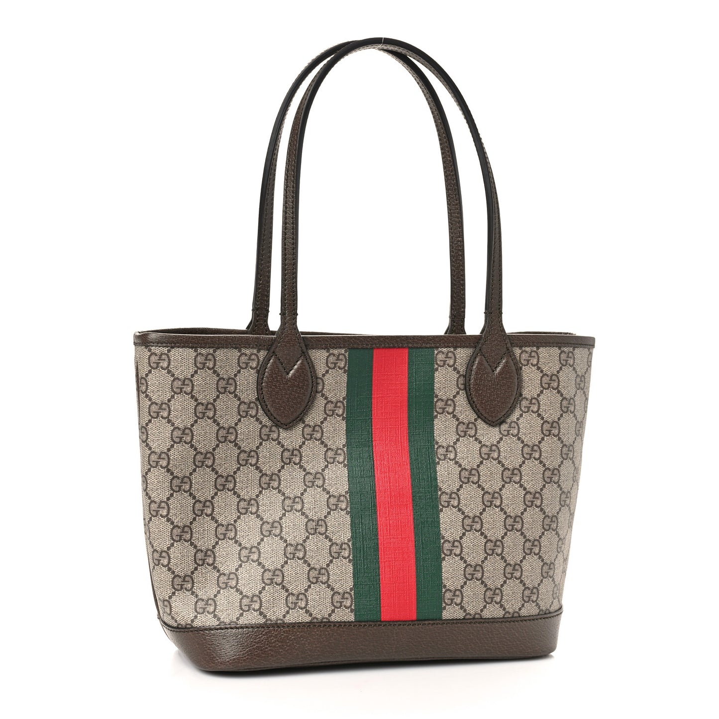 GG Supreme Monogram Textured Dollar Calfskin Web Small Ophidia Tote Beige Ebony New Acero
