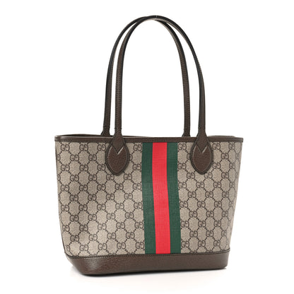 Gucci GG Supreme Monogram Textured Dollar Calfskin Web Small Ophidia Tote Beige Ebony New Acero 3 of 10