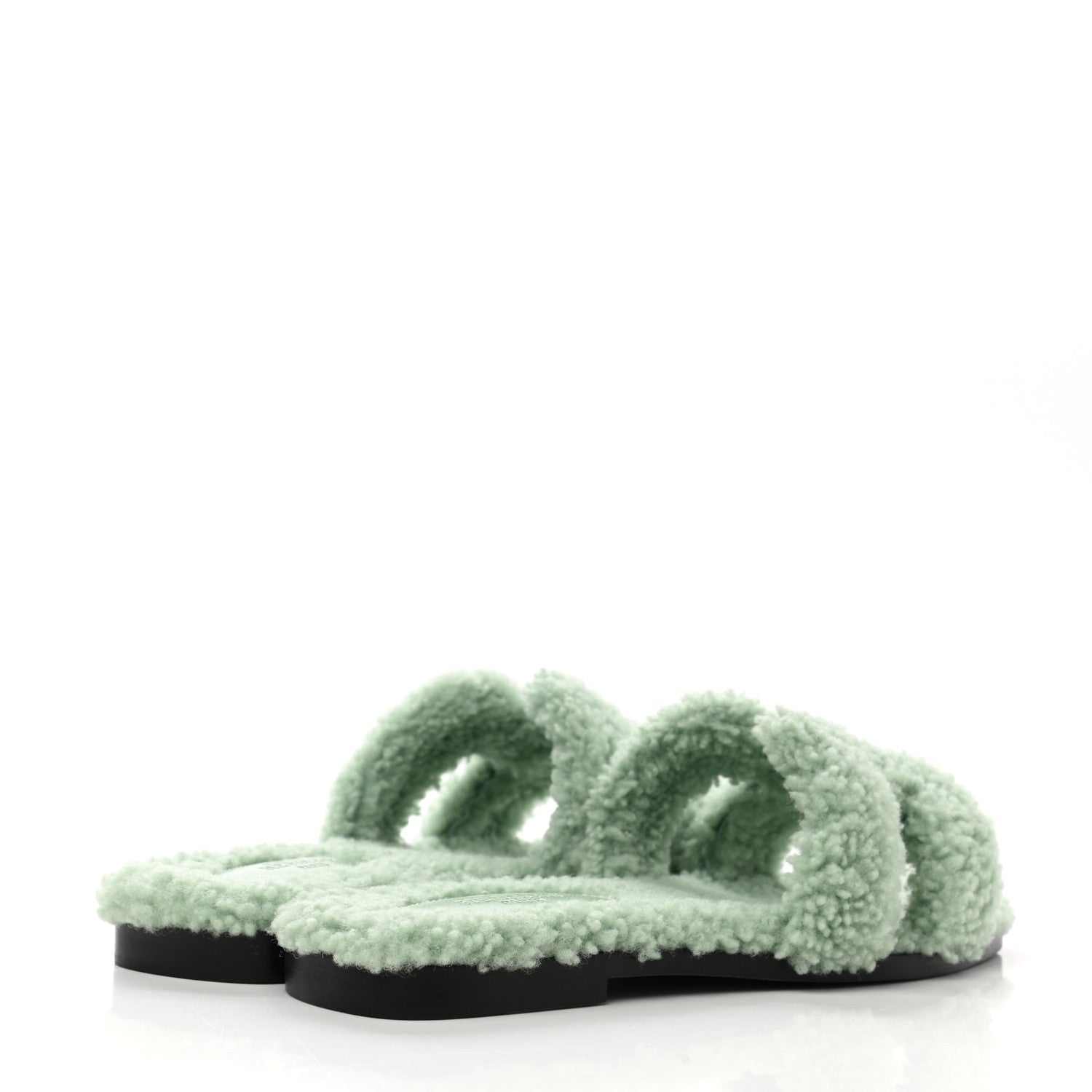 Hermes Woolskin Oran Sandals 36 Vert D'Eau 4 of 8