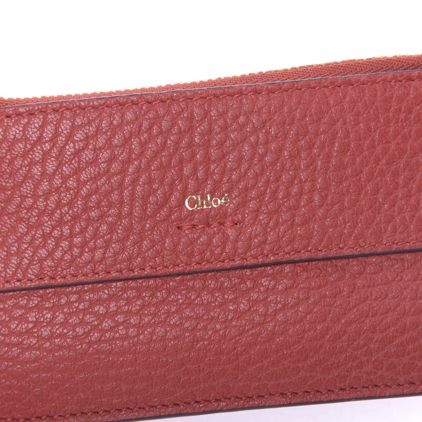 Grained Calfskin Drew Card Holder Earthy Red