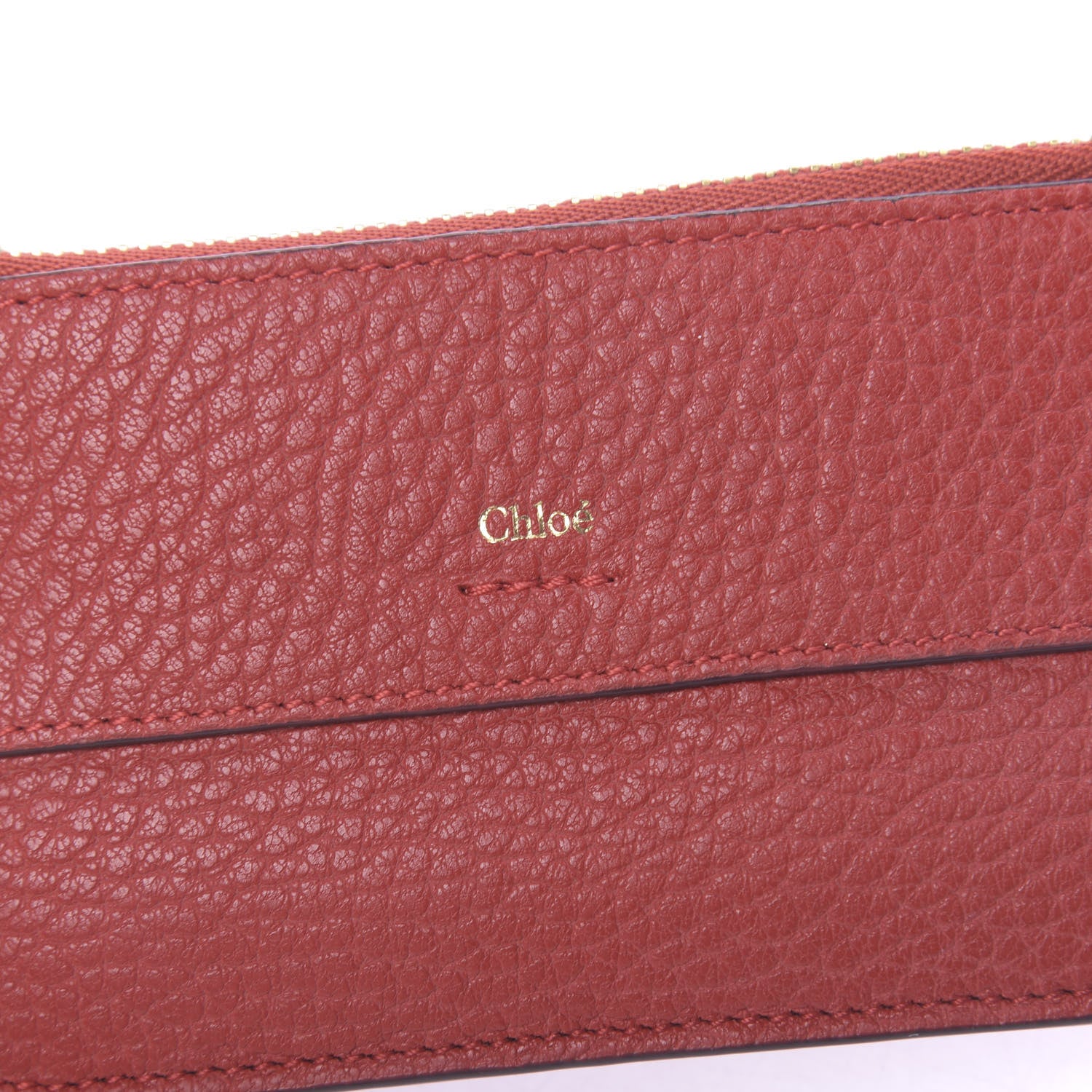 Chloe Grained Calfskin Drew Card Holder Earthy Red 8 of 8