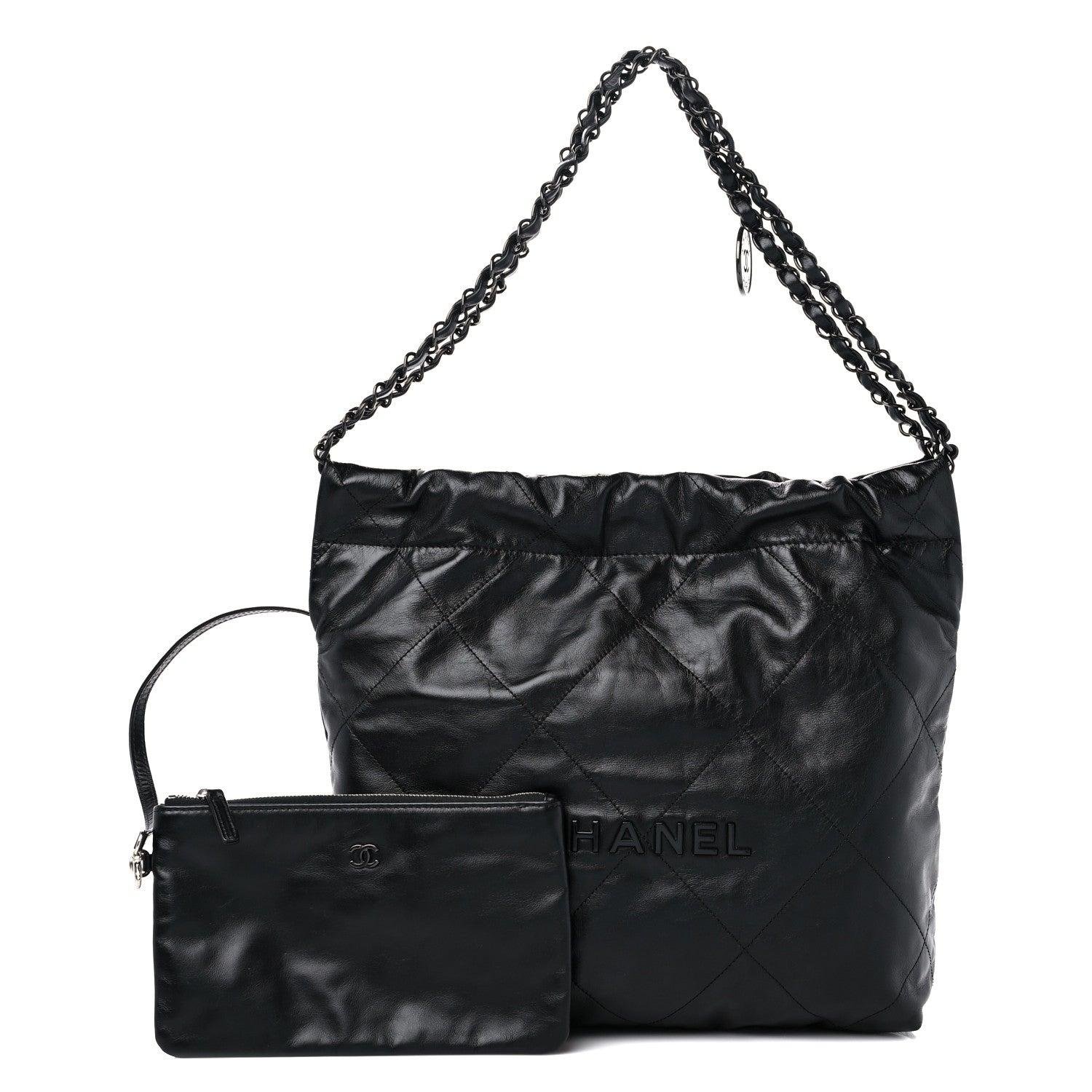 Chanel Shiny Calfskin Quilted Small Chanel 22 So Black 1 of 11