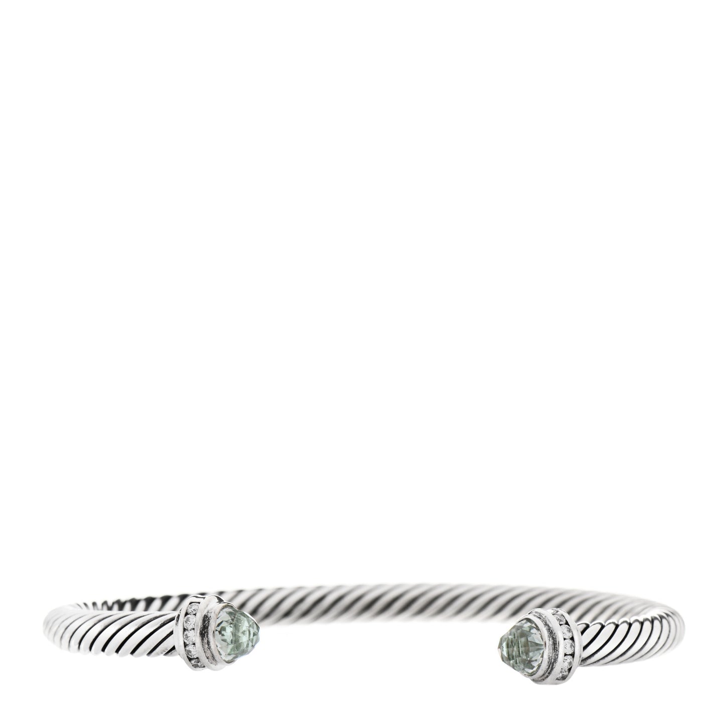 Sterling Silver Diamond Prasiolite 5mm Cable Classics Princess Bracelet